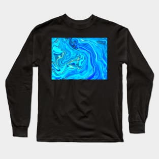 Holographic Liquid Marble, Icy Blue Long Sleeve T-Shirt